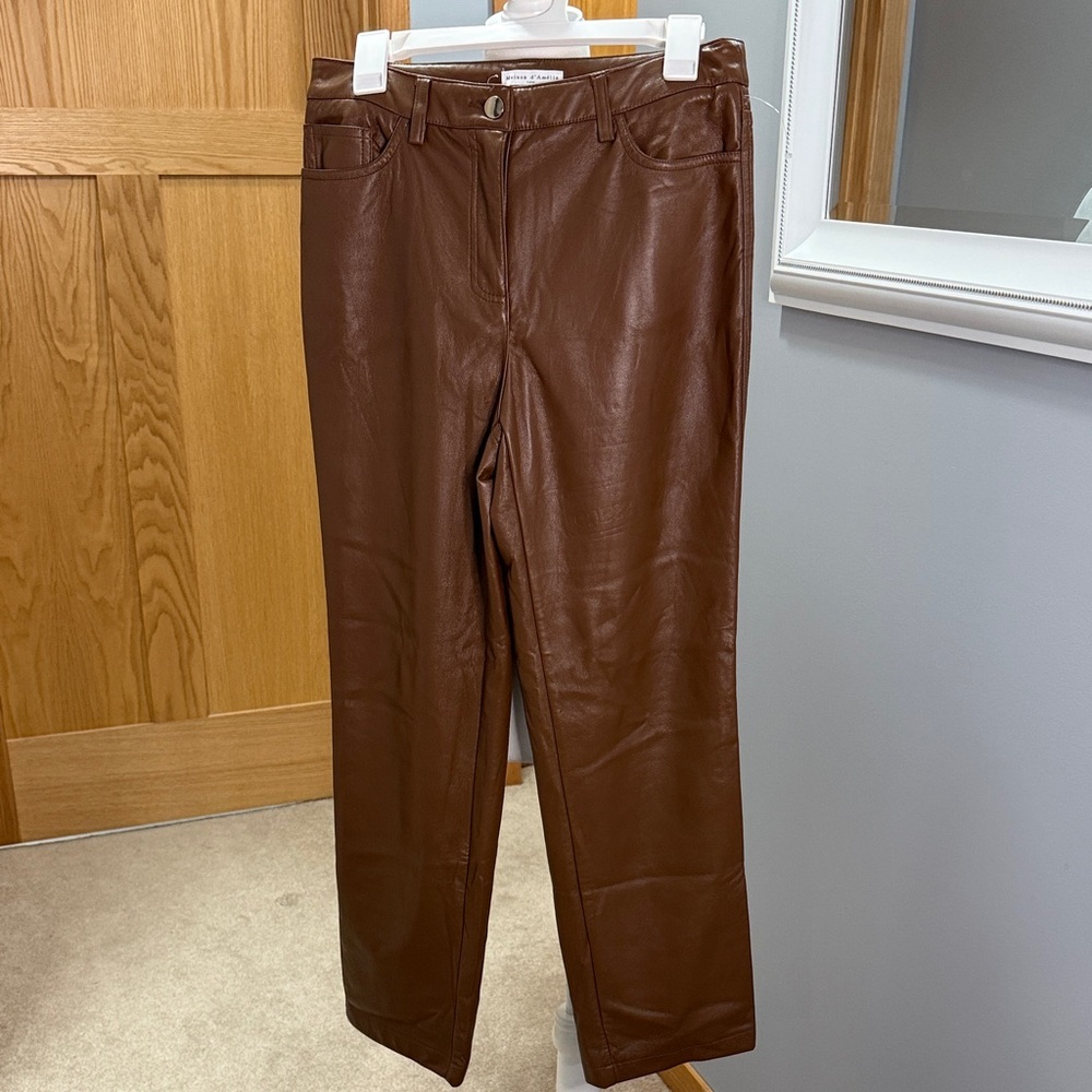 Maison d'Amélie Tan Leather Pants